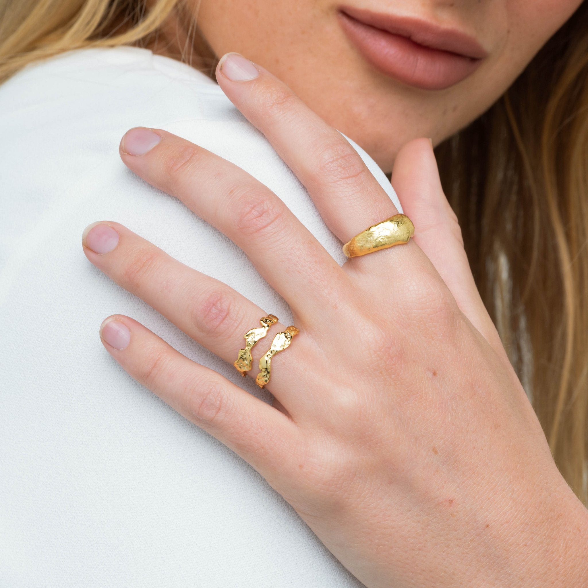 Double Molten Statement Open Ring - Camile & Stone