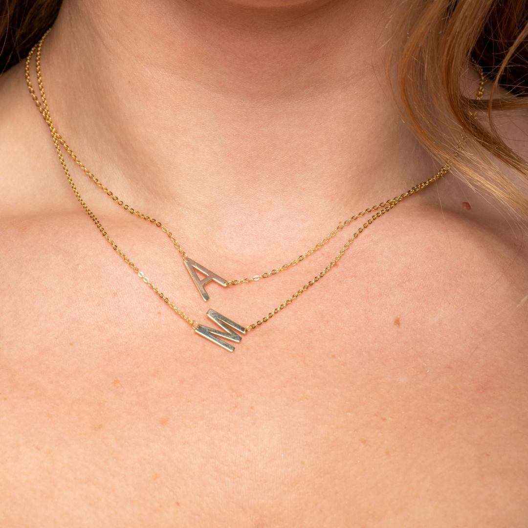 Large Sideways Letter Necklace - Camile & Stone