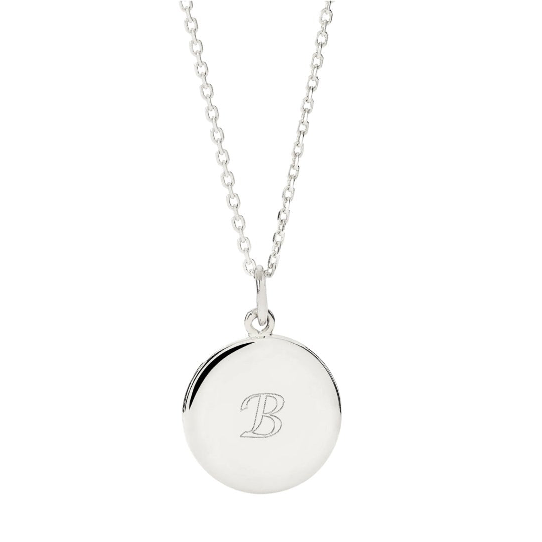 Medallion Engraved Initial Letter Necklace Camile And Stone