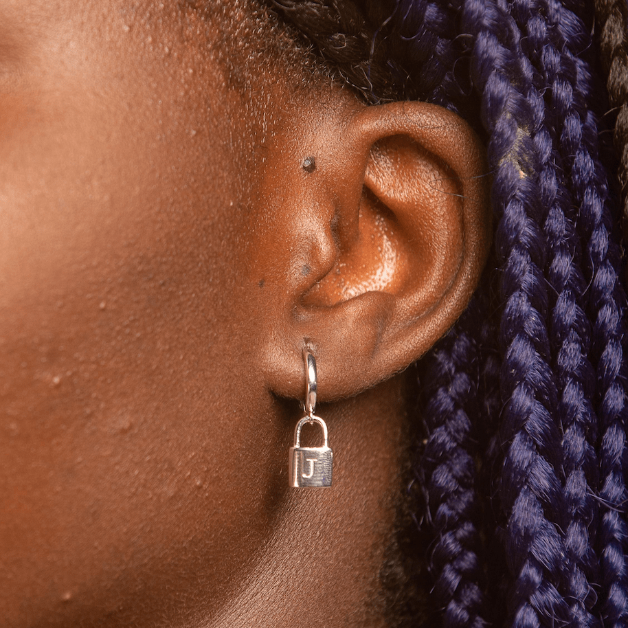 Padlock Initial Letter Earrings - Camile & Stone