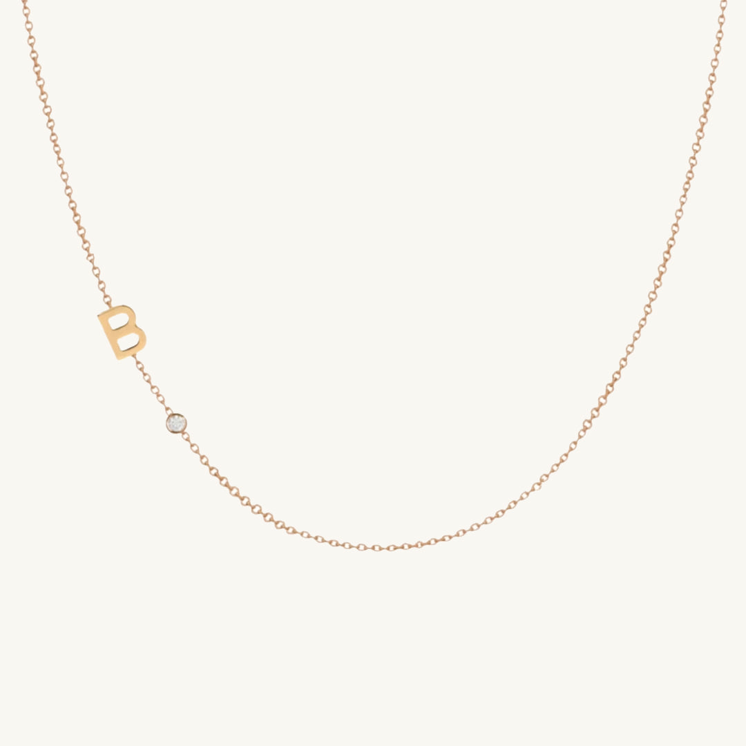 Sideways Pave Single Letter Necklace