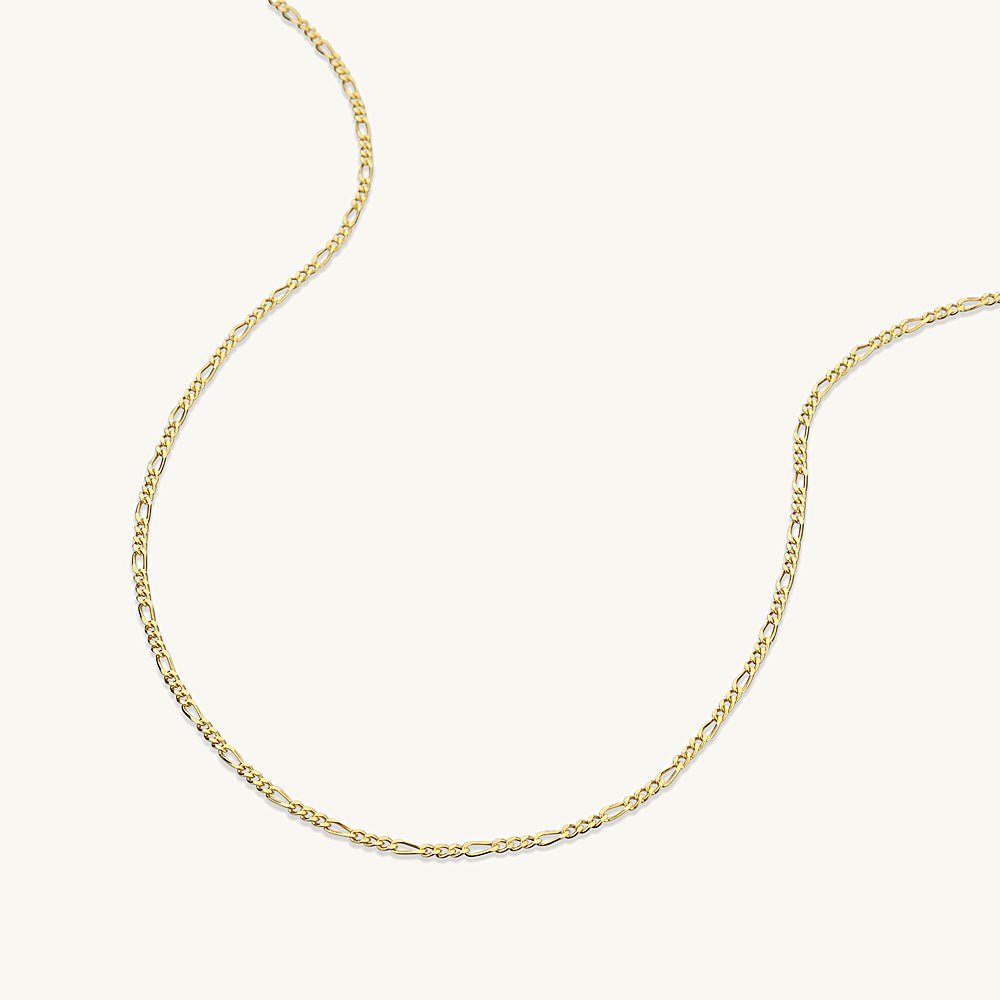 Slim Figaro Chain Necklace 18k Gold Vermeil Camile And Stone