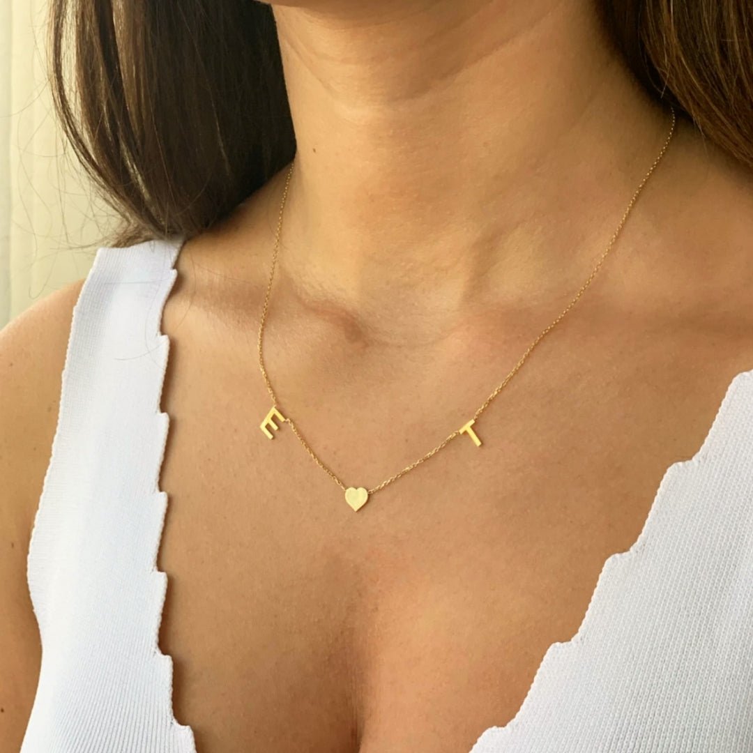 The Original Initial Letter Solid Heart Necklace - Camile & Stone