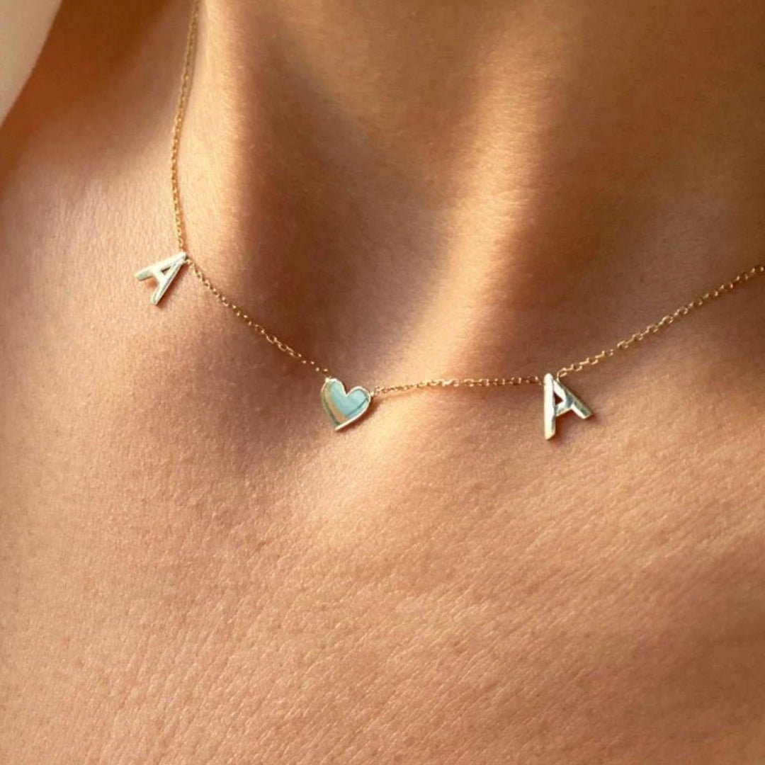 The Original Initial Letter Solid Heart Necklace - Camile & Stone