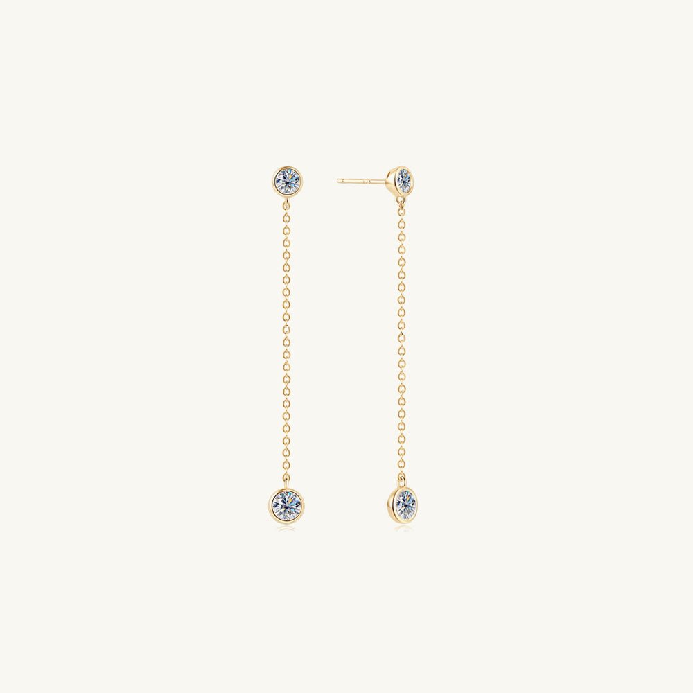 Twin Dangle Solitaire Moissanite Stud Earrings 1.6 Carat - Camile & Stone