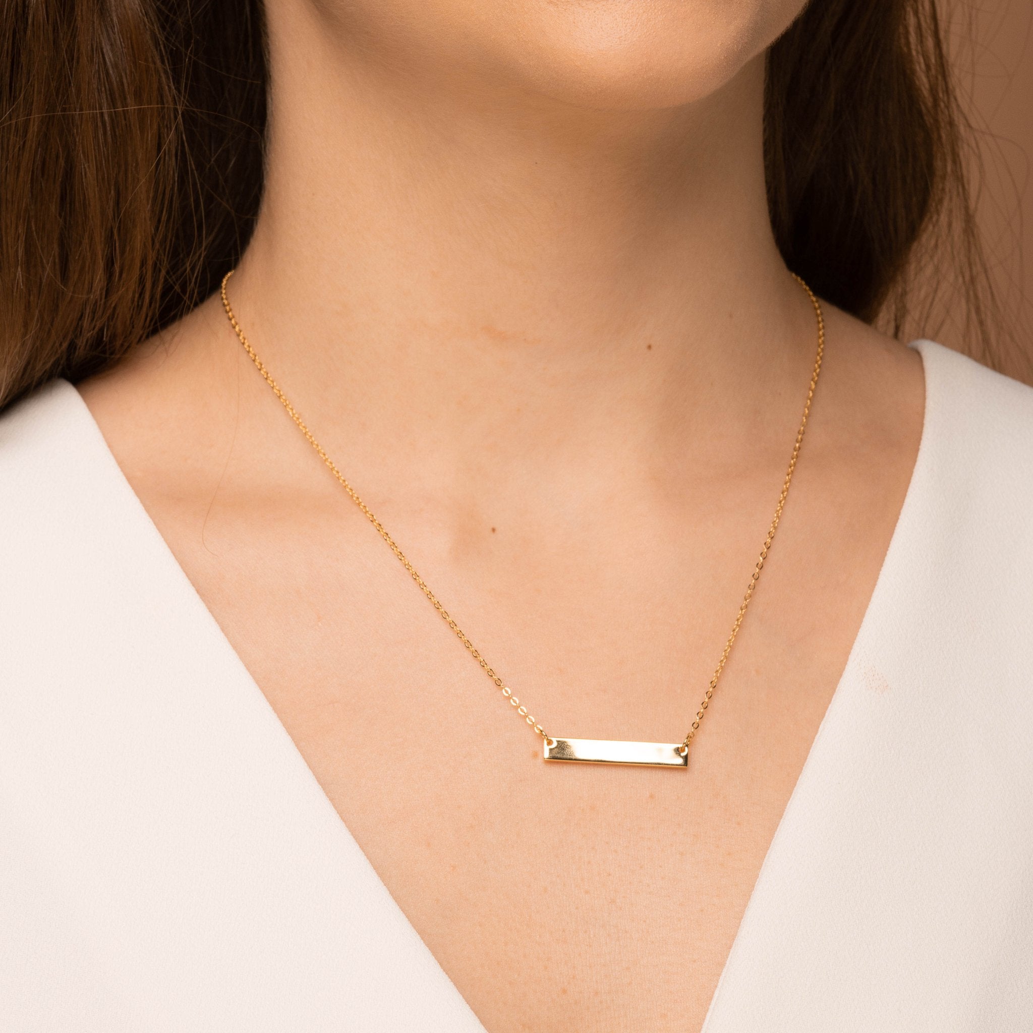 Jewelry Personalised Gold Bar Necklace 18k Gold Name Bar Necklace